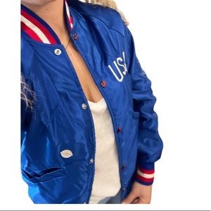 Custom Vintage Starter jacket 80s 90s sz XS/S satin team USA Olympic World Cup